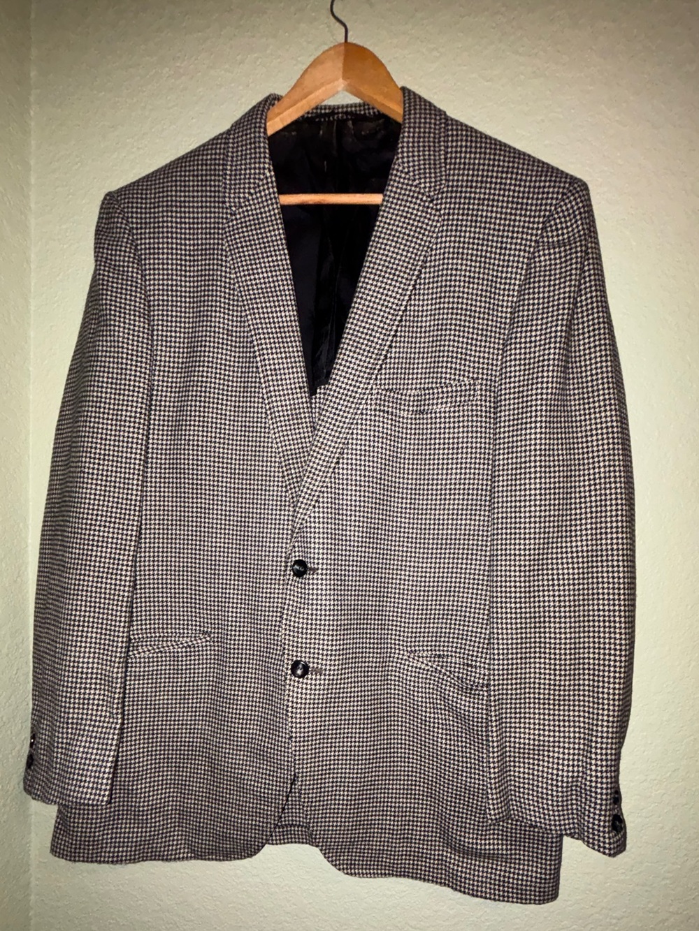 Classic Men's Houndstooth Blazer - Black & White